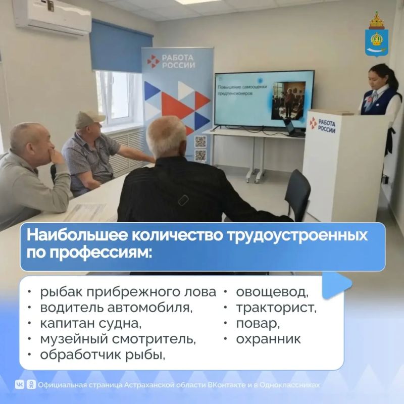 В Кадровых центрах Астраханской области люди старшего поколения могут получить индивидуальные консультации, пройти профессиональную ориентацию, изучить современные методы поиска работы и подготовки резюме, преодолеть... В Кадровых центрах Астраханской области люди старшего поколения могут получить индивидуальные консультации, пройти профессиональную ориентацию, изучить современные методы поиска работы и подготовки резюме, преодолеть...
